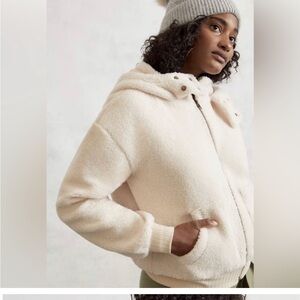 Anthropologie Cozy Cream Teddy Jacket | Size Medium